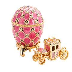 Pink Imperial Egg Jeweled Carriage Trinket Box 