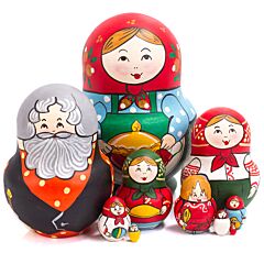 Happy Family Matte Handmade Nesting Doll (10 pc.)