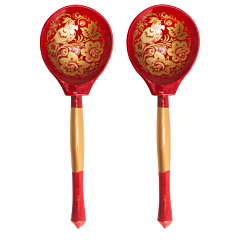 Red Khokhloma Wooden Tablespoon Set of 2 