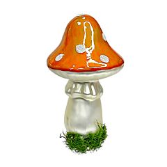 Orange Clip Mushroom Glass Tree Ornament 