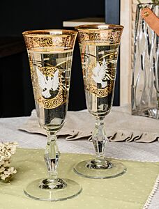 Wedding Couple Wine Glasses Set of 2 in Gift Box