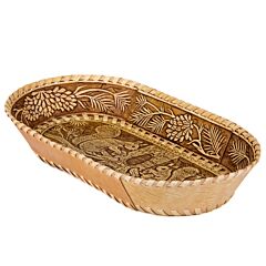Squirrels and Pine Cones Birch Bark Oval Dish