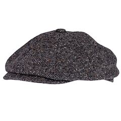 Gray Wool Blend Baker Boy Hat in Fleck