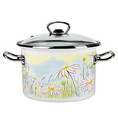 Daisy Fields Enamelware Pot with Glass Lid