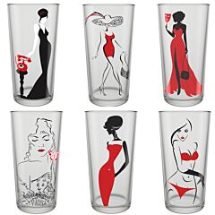 Red Line Cocktail Glasses Set of 6 