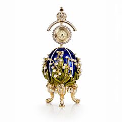 Blue Lily of the Valley Egg Jewelry Box with Clock