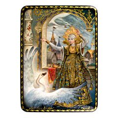 Swan Princess Lacquer Miniature Handmade Jewelry Trinket Box