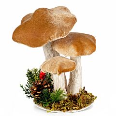 6.7" Brown Mushrooms Christmas Decoration