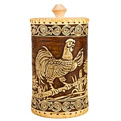 Rooster Birch Bark Storage Container