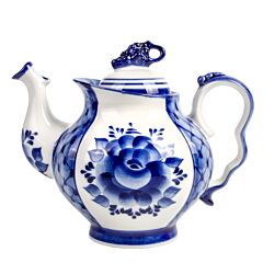 Blue Rhapsody Teapot Gzhel Blue and White Porcelain 