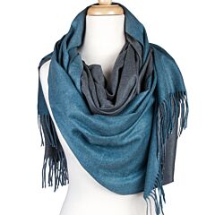 Reversible Wool Blend Scarf in Gray&Blue