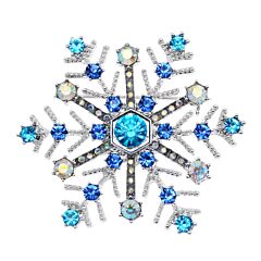 Blue Crystal Snowflake Pin Brooch