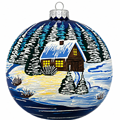 Christmas Village at Night Hand-Painted 360° Glass Holiday Ornament | Statement Piece
