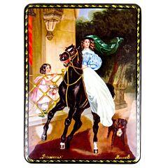 Handmade Trinket Box Lacquer Miniature Horsewoman by Karl Bryullov