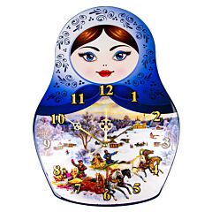  Wood Nesting Doll Clock Winter Troika