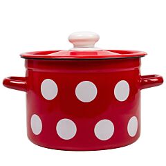 Red White Polka-dot Enamelware Pot