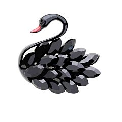 Black Rhinestones Swan Brooch