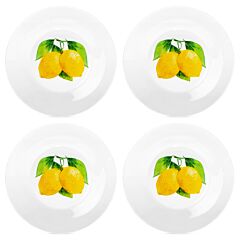 Lemons Clear Glass Dinner Plates Set of 4