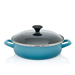 Miami Blue Non-Stick Low Cooking Pot with Glass Lid