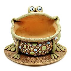 Polka Dot Frog Ceramic Handmade Terracotta Planter Pot  