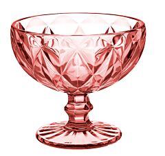 Pink Vintage Embossed Dessert Glass Bowl