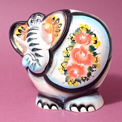 Handmade Elephant Piggy Bank Majolica Ceramic