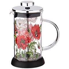 Glass French Press for Tea and Coffee Poppies