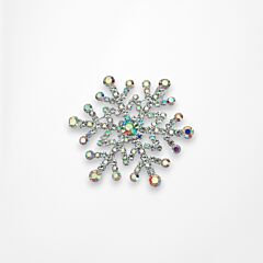 Iridescent Silver Snowflake Crystal Brooch
