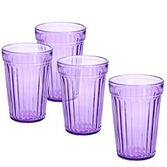 Lilac Vintage Stackable Faceted Glasses for Hot and Cold Drinks - Set of 4