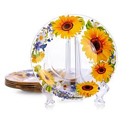 Sunflowers Glass Dessert Plate Set of 6