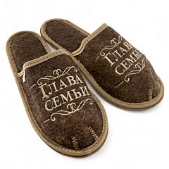 Head of the Family Men's Wool Slippers. Felt