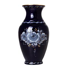 Vase Gzhel Dark Porcelain Top Choke Rose Blue and White 