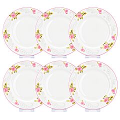 English Rose Porcelain China Dessert Plate Set of 6