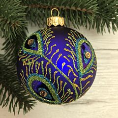 Peacock Feather Glass Christmas Tree Ornament