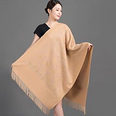Cashew Flowers Camel Scarf with Embroidery