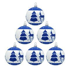 Winter Forest Glass Christmas Tree Ornaments Set of 6