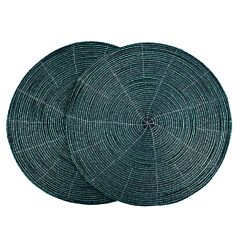Green Handmade Beaded Placemats Set of 2
