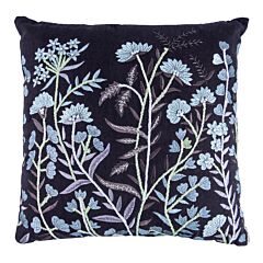 Evening Cotton Embroidered Square Decorative Pillow in Dark Brown