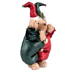 16" Christmas Plush Bear Figurine in Clown Costume