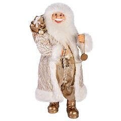 24'' White and Gold Holiday Entrance Santa 