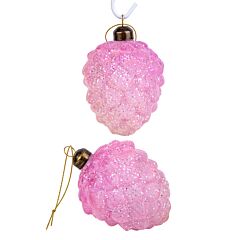 Pink Cone Glass Christmas Tree Ornaments Set of 2