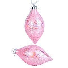Pink Icicle Glass Christmas Tree Ornaments Set of 2
