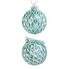 Turquoise Rhomb Glass Tree Ornaments Set of 2