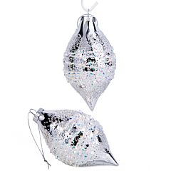 Icicle Glass Christmas Tree Ornaments Set of 2 (color: silver)
