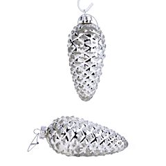 Pine Cone Glass Christmas Tree Ornaments Set of 2 (color: silver)