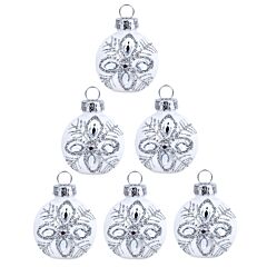 Snowflake Glass Christmas Tree Ornaments Set of 6 (color: white, silver)
