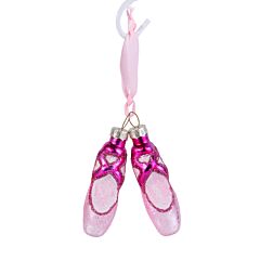 Pink Ballet Shoes Glass Christmas Tree Ornament