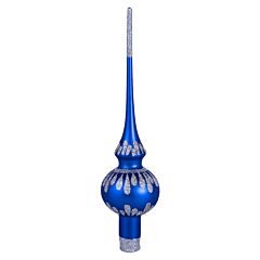 Snowy Branch Blue Glass Christmas Tree Top