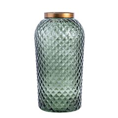 Gloria Olive Glass Flower Vase with Decorative Texture