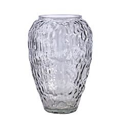 Linda Smoky Gray Glass Flower Vase with Decorative Texture